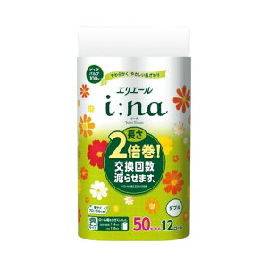 エリエール イーナ トイレットペーパー 2倍巻き 50m×12ロール ダブル パルプ100% 華やぐフローラルの香り