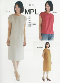 型紙　ワンピース　「フロントバックドレス」　大人(身長160cm前後、バスト75-104cm、ヒップ82-110cm)　実物大型紙　フィットパターン　品番：M176　株式会社ジャノメサービス　サン・プランニング事業部　　大人/ブラウス/春/夏/型紙/服/パターン/手芸/ハンドメイド