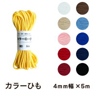 ひも　カラーひも　カラーロープ　手芸用　細（約4mm）5m巻　丸ひも　アクリル100％　ナチュラルカラー　…