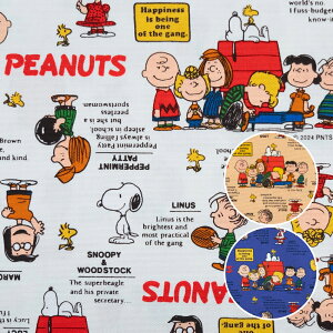 スヌーピー 生地 ピーナッツ75周年『クラシック柄』【30cm以上10cm単位】オックス 布 綿100% キャラクター 入園入学 日本製 (2mまでメール便可)