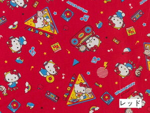 ハロー キティ 生地 オックス 『ミュージック柄 』サンリオ キャラクター kitty 布 レトロ かわいい 女の子
