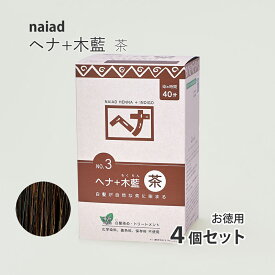 【100円クーポン有】naiad へナ+木藍　茶系100g×4個 お徳用 白髪染め 白髪染 白髪 しらがぞめ 染髪 毛染め ヘアカラー ヘナカラー ヘア カラー ヘナパウダー ナイアードヘナ トリートメントヘアカラー 家染め セルフ 天然素材 自然素材 母の日