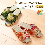 【100円クーポン有】【送料無料】い草ヒールアップスリッパ ハワイアン 2色組イグサ イ草 いぐさ 天然素…