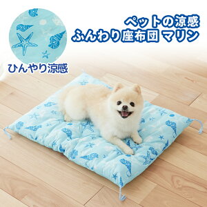 ペットの涼感ふんわり座布団 マリン ぺっと 犬 猫 いぬ イヌ ねこ ネコ 小動物 ハウス ソファー ペット 春夏 涼感生地 ひんやり 涼しい 快適 暑さ対策 冷感 ひんやりマット 夏用 クールマット
