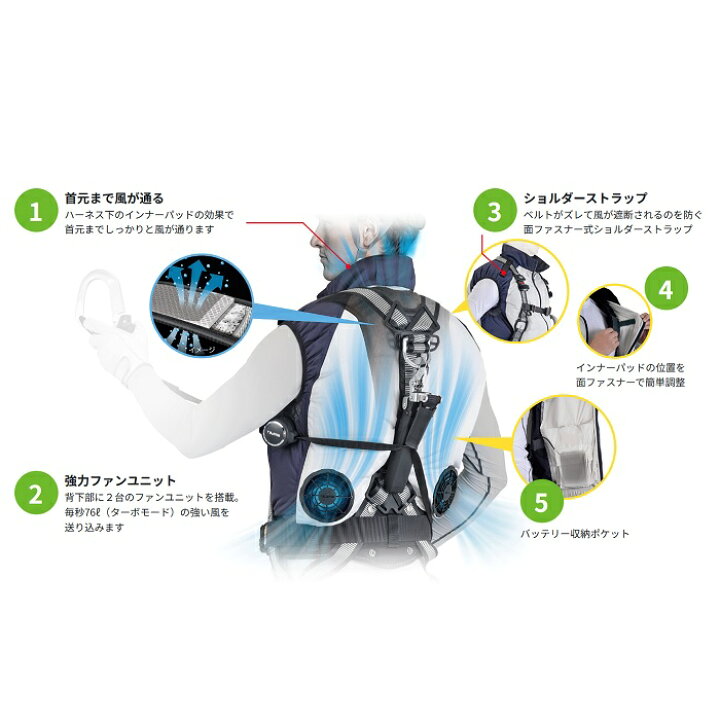 楽天市場】タジマツール清涼ファン 風雅ベスト2【Lサイズ】フルセットL 