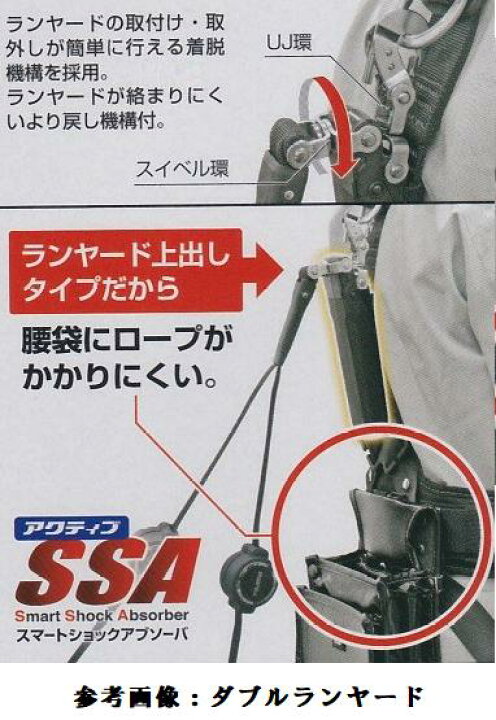 楽天市場】TAJIMA タジマツールSEG ハーネス用ランヤードER150ダブルL6 