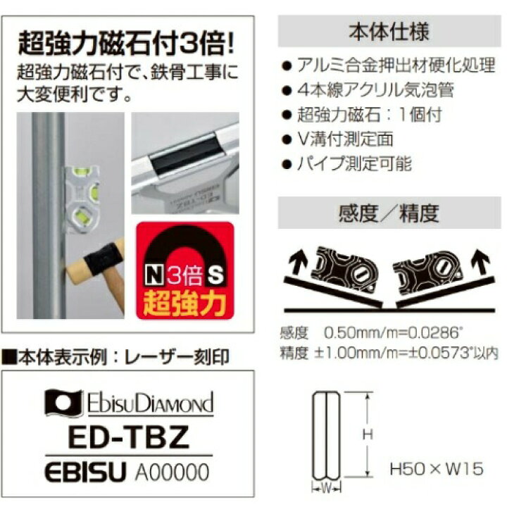 楽天市場 エビス トビレベル ゼロ Tobi Zero零 Ed Tbz Ed Tbzr Ed Tbl 水平器 鳶レベル トビレベルゼロ 丸久金物