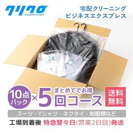 クリーニング 宅配【送料無料】10点まで詰め放題 ビジネスエクスプレス 5回コース★特急翌々営業日発送★スーツ・Yシャツ・ネクタイ・レディーススーツ・礼服・男女学生服