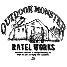 『OUTDOOR MONSTER』×『RATELWORKS』Collaboration Sticker アウトドアモンスター ラーテルワークスカッティング転写ステッカー ブラック ホワイト 3M シール 白 黒 (RWS0075)