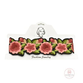 チョーカー 花 刺繍 ネックレス 韓国 ストリート ダンス 衣装 HIPHOP K-POP 小物 アクセサリー レディース