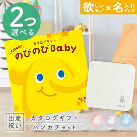 出産祝い カタログギフト のびのび Baby 2つ選べるあのね！コース ＆ 今治タオル 名入れミッフィーハンカチセット【ギフト 男の子 女の子 赤ちゃん ・友達 人気 プレゼント miffy NEW】