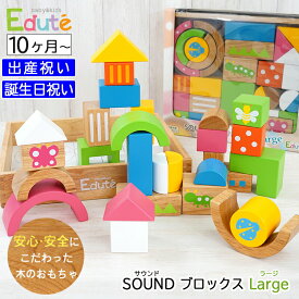 出産祝いプレゼント 木のおもちゃ SOUNDブロックスLarge 安全基準ST合格【ギフトセット Edute 積み木 木製 子供 こども ベビー 男の子 女の子 知育玩具 サウンド ブロックス ラージ 天然木使用 ラッピング無料 メッセージカード無料】