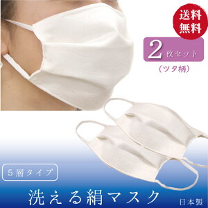 マスク 洗える絹マスク 在庫あり 日本製 シルク 不織布 フィルター 入り プリーツマスク ゴム 国内発送 即納 個包装 女性用 大人 抗菌化作用 5層タイプ 2枚セット 送料無料