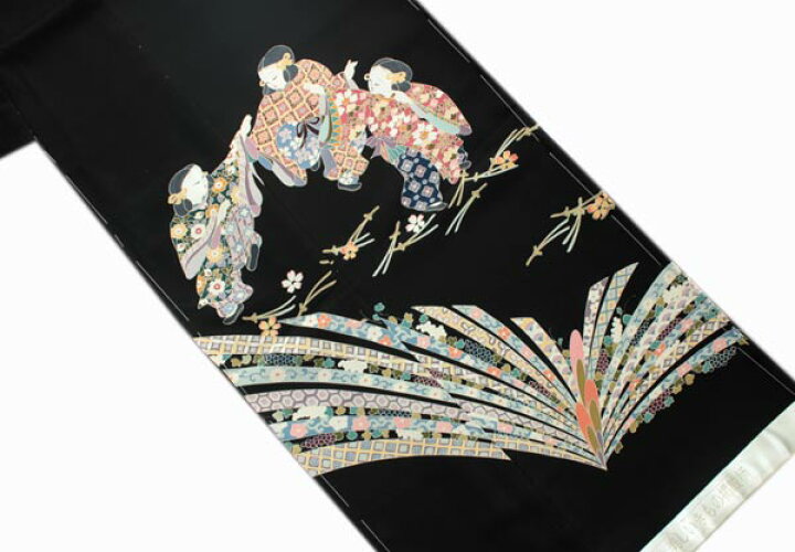 楽天市場】【正絹黒留袖 未仕立て 仮絵羽 童と束ね熨斗柄】美しい