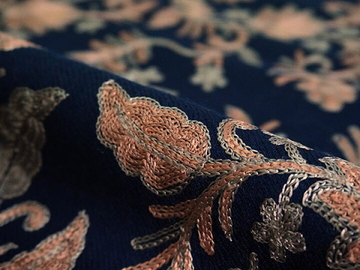 楽天市場】カシミール刺繍ストール 紺地更紗柄 : 着物 卸直営店 京都 