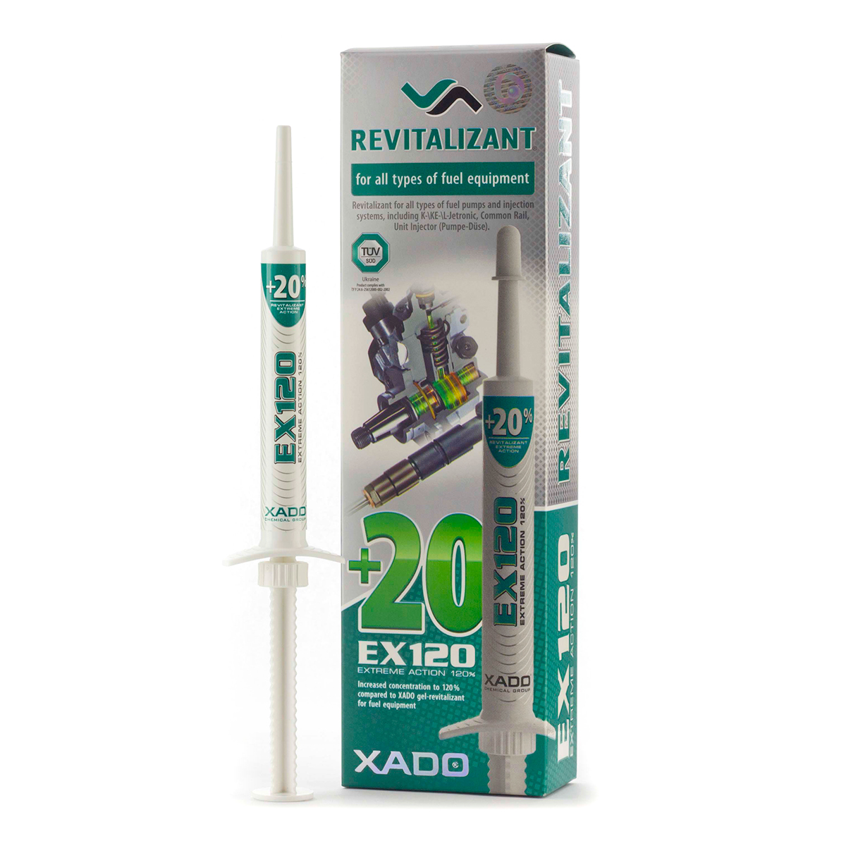 XADO<br>REVITALIZANT <br>EX120 for all types of fuel equipment and fuel injection systems<br>燃料システム用保護添加剤(ガソリン、軽油、LPG他燃料用)