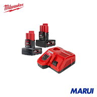 ミルウォーキー M12 4.0Ah 6.0Ah スタートキット コードレス 充電式 電動工具 バッテリー 充電器 セット …