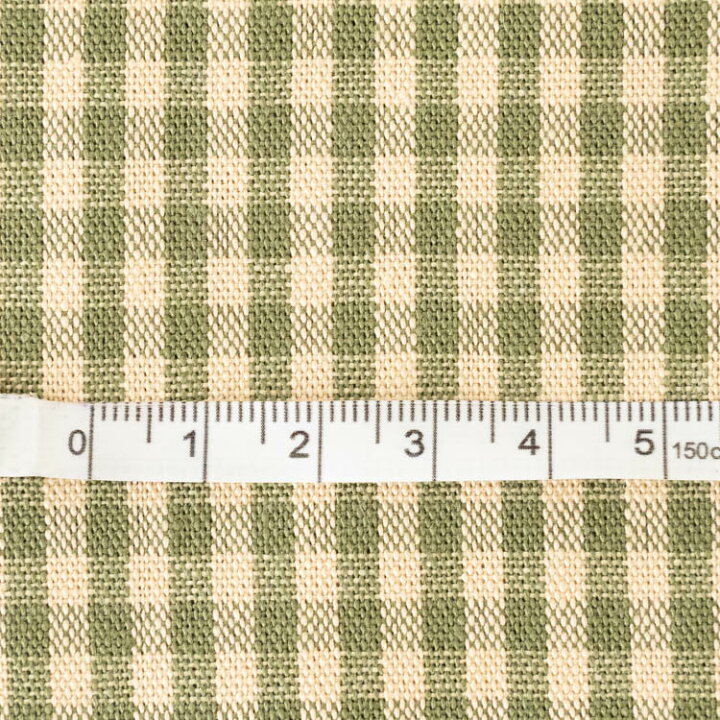 楽天市場】生地 布 コットン ギンガムチェック（グリーン×ベージュ  