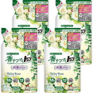 トップ まとめ買い香りつづく 抗菌plus シャイニーローズ 柔軟剤入り洗濯洗剤 液体 蛍光剤無配合 詰替 500g×4個セット