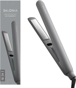 SALONIA サロニア スムースシャイン ストレートアイロン ヘアアイロン 24mm グレー
