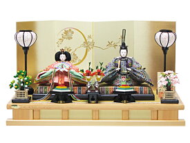 70cm【ひな人形　親王飾り】170014 正絹唐織金襴京十一番親王輪桜屏風檜造平台飾