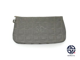 CHANEL シャネル ニュートラベルライン ココマーク グレー ポーチ 小物入れ ブランド 小物【中古】