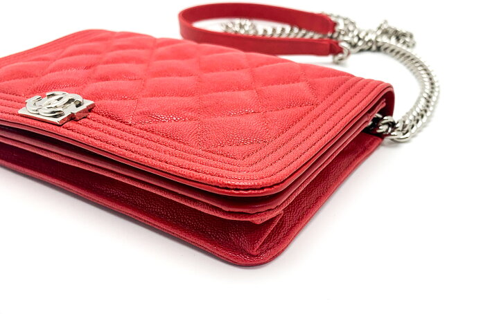 CHANEL】ミニチェーンウォレット マイクロミニバッグ ラムスキン 赤色