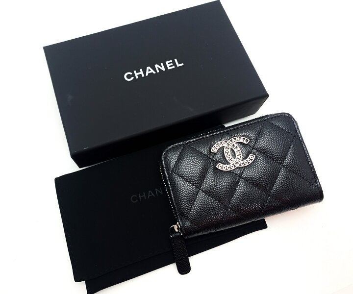 楽天市場】CHANEL シャネル ココ金具 CCマーク キャビアスキン 黒  
