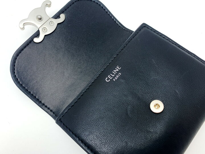 楽天市場】CELINE セリーヌ トリオンフ 黒 ブラック シルバー金具  