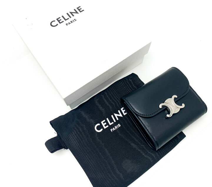 楽天市場】CELINE セリーヌ トリオンフ 黒 ブラック シルバー金具  