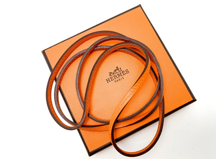 楽天市場】HERMES エルメス オレンジ ラニエール レザー ネックレス 