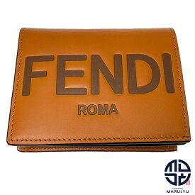 FENDI フェンディ 茶 ブラウン系 ブランドロゴ 二つ折り スモールウォレット 8M0420 コンパクト サイフ 財布 ブランド 【中古】