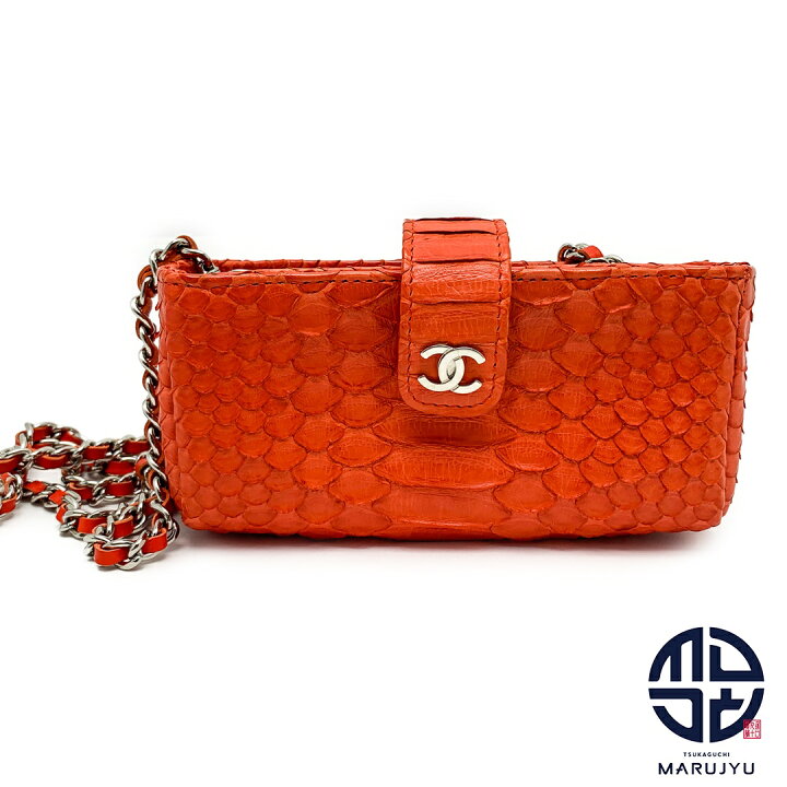 楽天市場】CHANEL シャネル オレンジ系 シルバー金具 パイソン 蛇革  