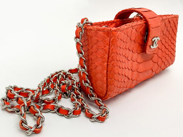 楽天市場】CHANEL シャネル オレンジ系 シルバー金具 パイソン 蛇革 