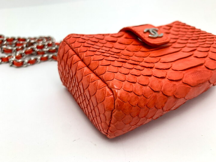 楽天市場】CHANEL シャネル オレンジ系 シルバー金具 パイソン 蛇革 