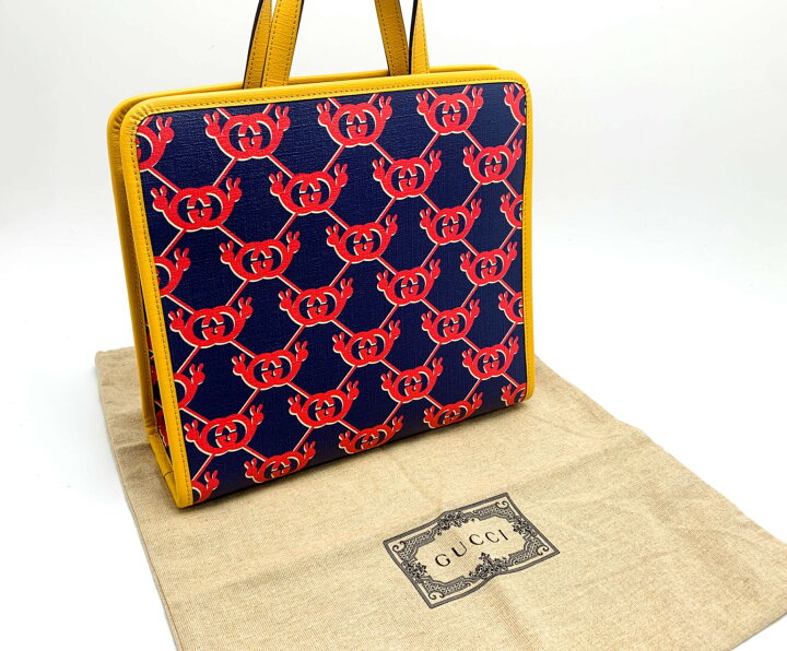 楽天市場】GUCCI グッチ 605614 ネイビー×イエロー×レッド 黄 赤 