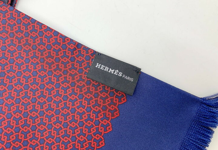 楽天市場】HERMES エルメス 水玉 ドット 鎖 リバーシブル シルク  