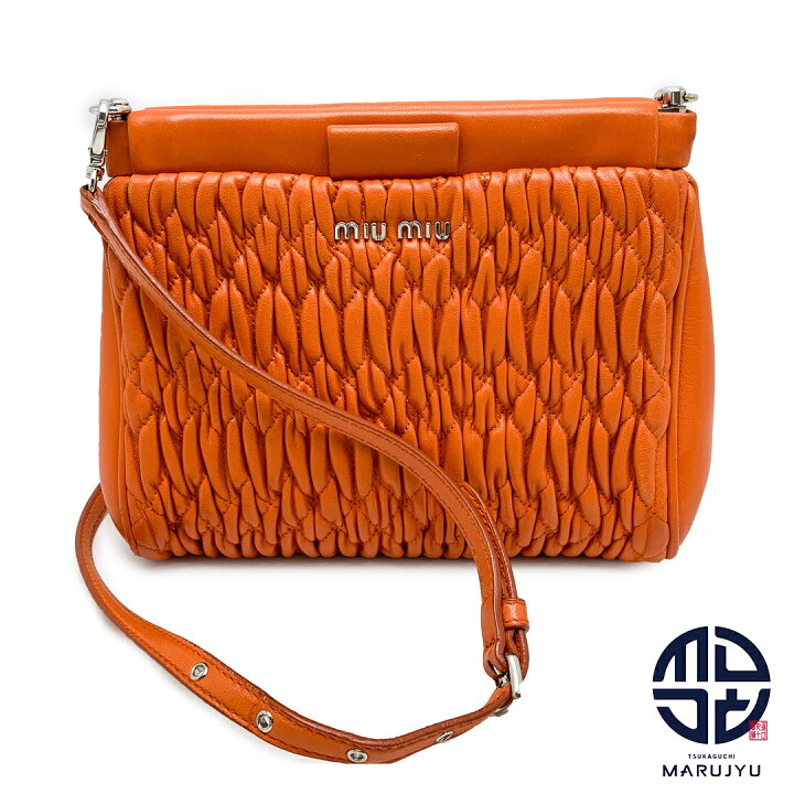 楽天市場】MIUMIU miumiu ミュウミュウ オレンジ ビジューストラップ  