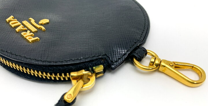 美品 PRADA プラダ サフィアーノ ブラック 黒 シルバー金具 レザー  