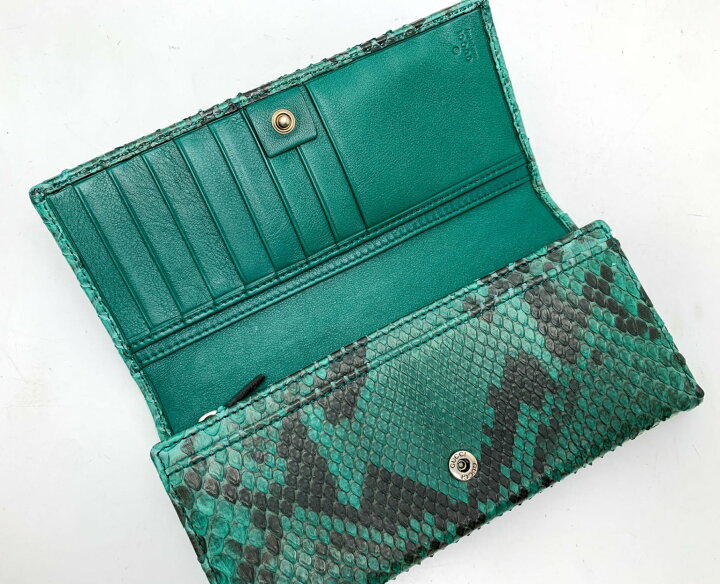 楽天市場】GUCCI グッチ グリーン系 緑 パイソンレザー 蛇革 長財布 