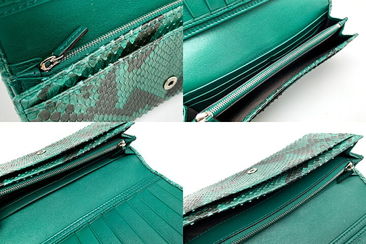 楽天市場】GUCCI グッチ グリーン系 緑 パイソンレザー 蛇革 長財布 