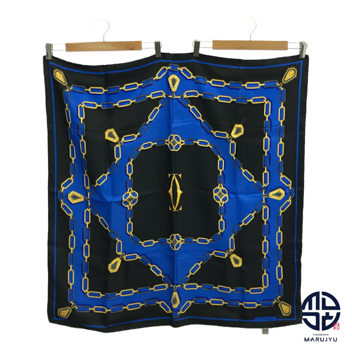 楽天市場】Cartier カルティエ ブラック ブルー 黒 青 シルク スカーフ 