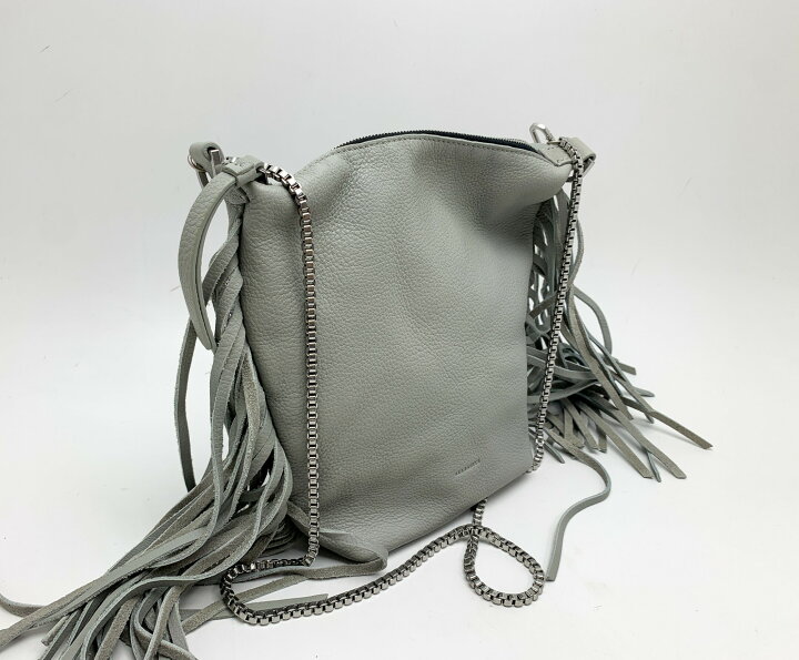 楽天市場】ALLSAINTS オールセインツ ライトグレー系 フリンジ レザー 