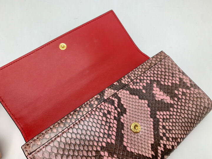 楽天市場】GUCCI グッチ 410100 赤 レッド ピンク パイソン 蛇革 長 