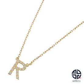 AHKAH アーカー K18YG 18金イエローゴールド アルファベット イニシャルR パヴェセッティング ダイヤ0.06ct ネックレス ジュエリー アクセサリー ブランド 華奢 スキンジュエリー【中古】