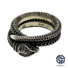 GUCCI グッチ Ag925 SILVER シルバー グッチガーデン スパイラル スネーク ヘビ 蛇 ウロボロス リング 指輪 ジュエリー アクセサリー ブランド 表記16号 実寸約15号 エイジングシルバー いぶし【中古】