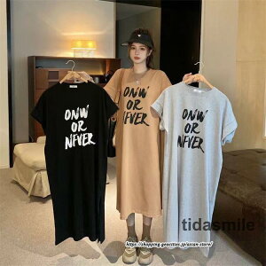 Tシャツワンピース ロングティー レディース トップス プルオーバー 半袖 夏服 部屋着 柔らか ストレート 大きいサイズ展開あり M-4XL ロングTシャツ
