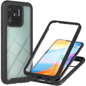 Redmi �P�[�X �X�}�z�P�[�X �J�o�[ ���ʋ����K���X+TPU �y�� 360°�S�ʕی� MDM( ��, Xiaomi Redmi 10C)