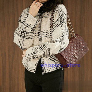 ブレザージャケット レディース 秋新作 長袖ツイードブレザー ノーカラージャケット カーディガン チェック柄 40代アウター 韓国風 オシャレ大人 通勤 着痩せ