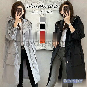 トレンチコート レディース 40代 ミディアム丈ジャケット スプリングコート 春コート ライトアウター薄手 秋服 風 フード付きバーカー 30代 40代 50代